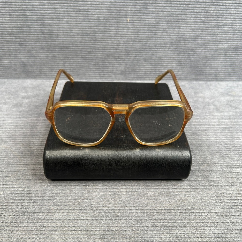 Vintage Amber Navigator Square Reading Glasses +2.50 Double Bridge Retro Eyewear